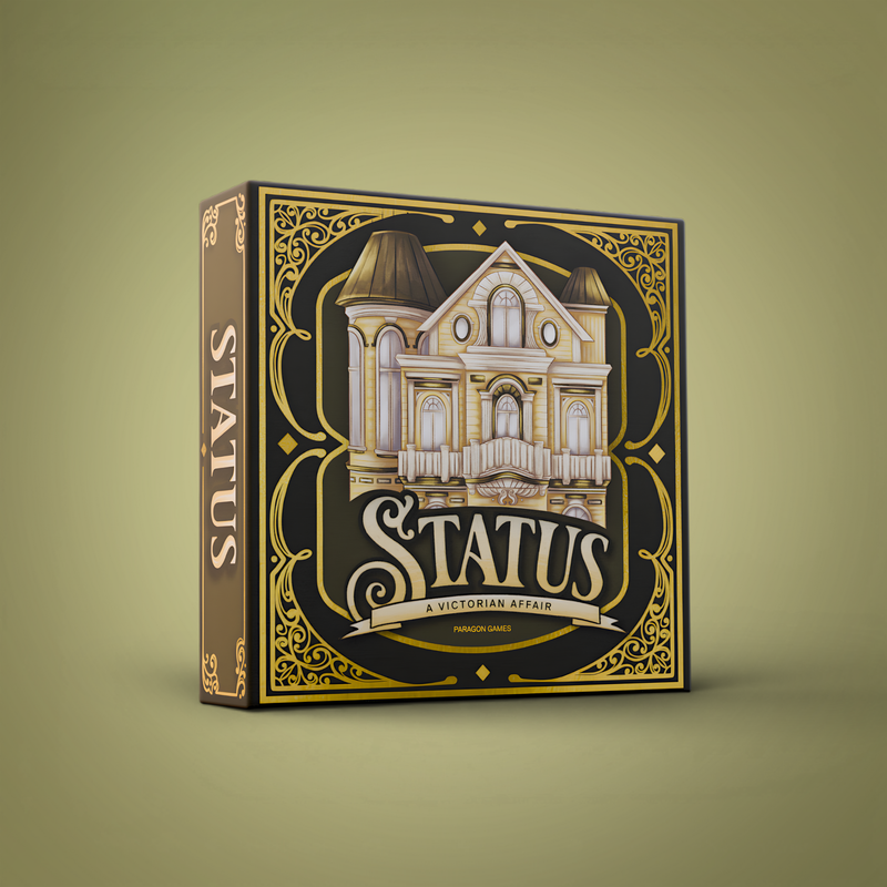 The Status core game box, a Victorian estate-building board game